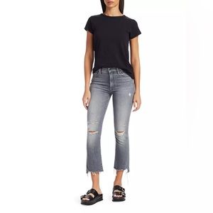 MOTHER SUPERIOR The Insider Crop Step Fray Jeans in Petal to the Metal